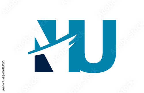 NU Negative Space Square Swoosh Letter Logo