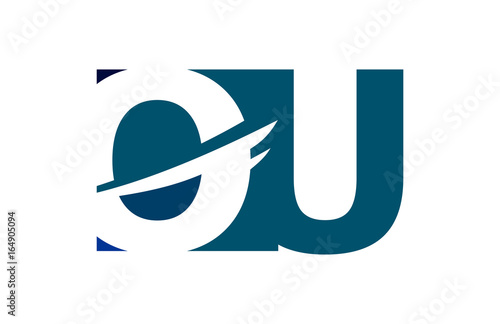 OU Negative Space Square Swoosh Letter Logo