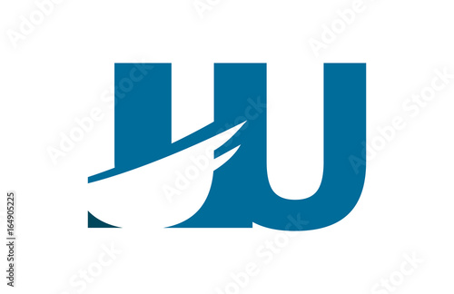 UU Negative Space Square Swoosh Letter Logo