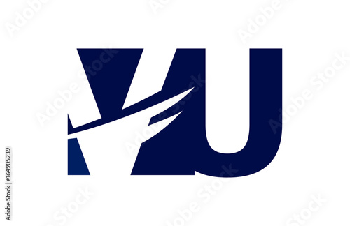 VU Negative Space Square Swoosh Letter Logo