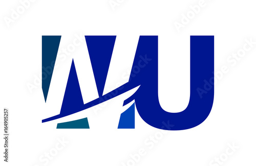 WU Negative Space Square Swoosh Letter Logo