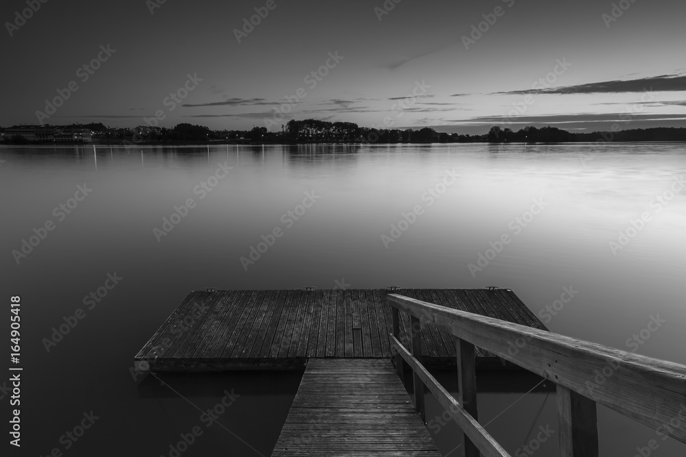 Fototapeta premium Wood anchorage pier in Pateira de Fermentelos, Portugal
