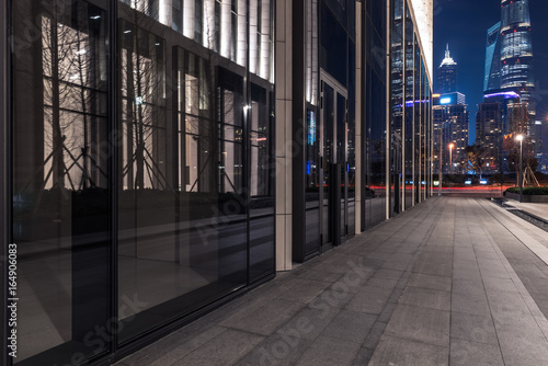 city financial district,empty square at night.