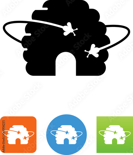Bees And Beehive Icon - Illustration