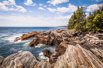Keuken achterwand Kust Rotsachtige kustlijn in Maine zomer  © rabbitti