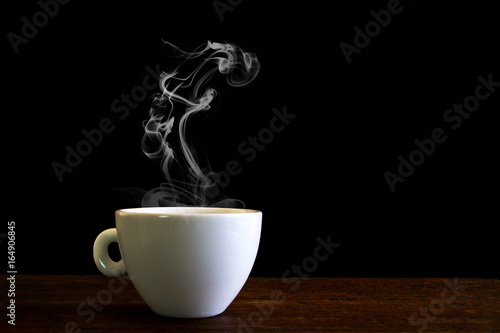 white coffee cup with steam