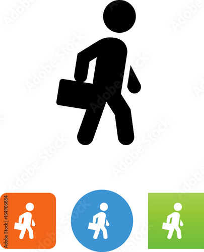 Business Person With Briefcase Icon - Illustration