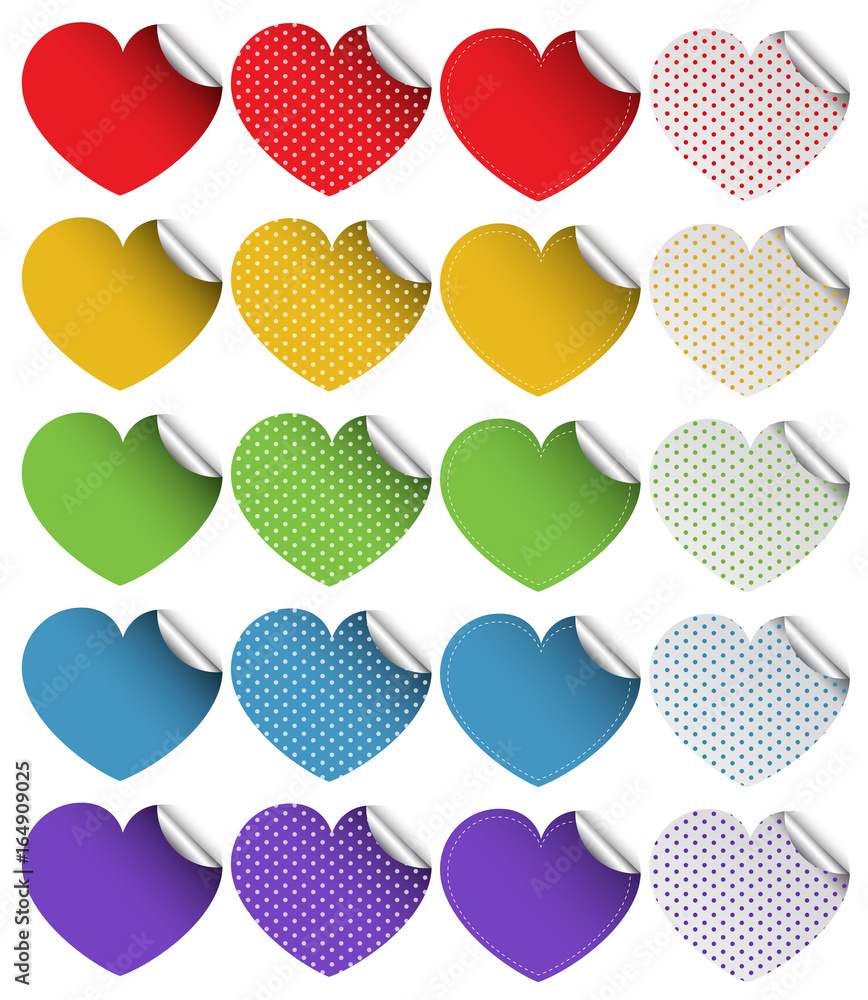 Sticker design in heart shapes Sticker design in heart shapes