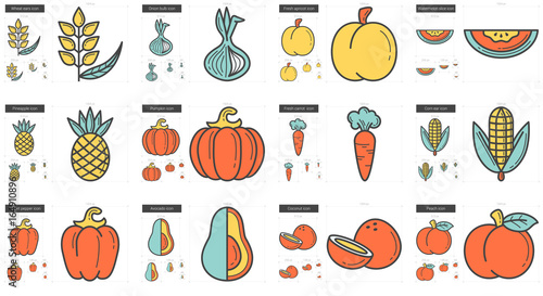 Healthy food line icon set.