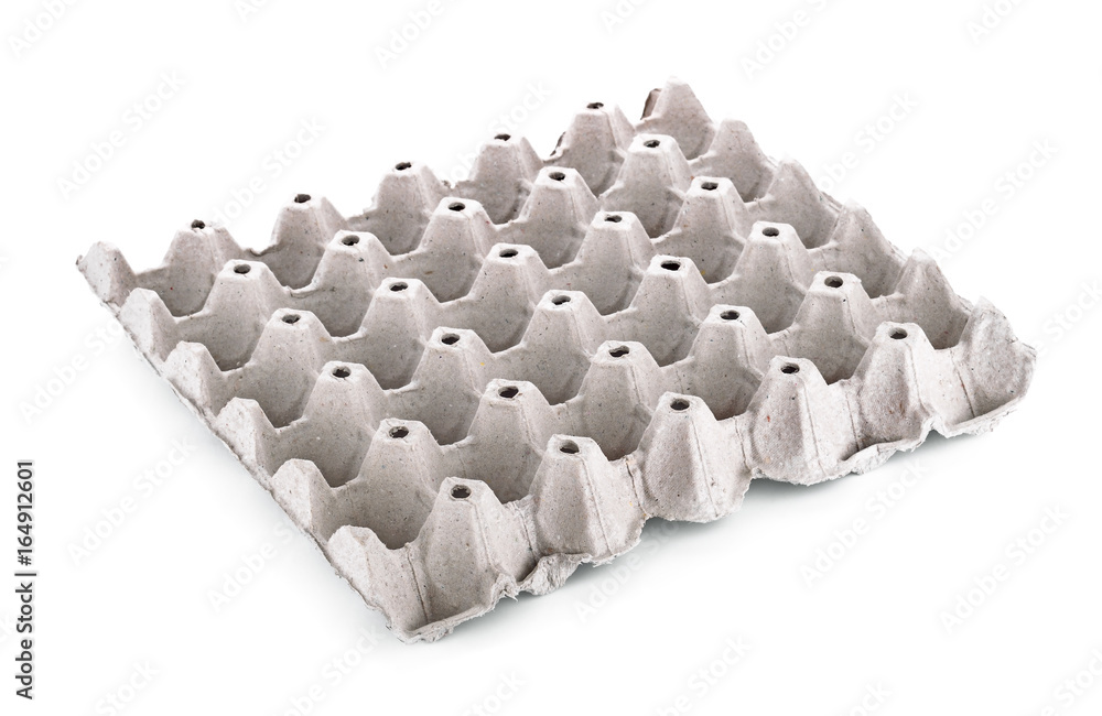 Fototapeta premium Carton egg-box with brown on white background
