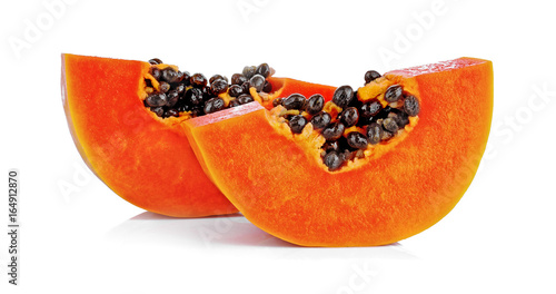 Slice ripe papaya isolated on the white background.