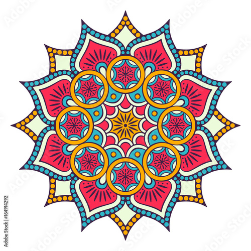 Flower Mandala. Vintage decorative elements. Oriental pattern, vector illustration. Islam, Arabic, Indian, moroccan,spain, turkish, pakistan, chinese, mystic, ottoman motifs. Coloring book page