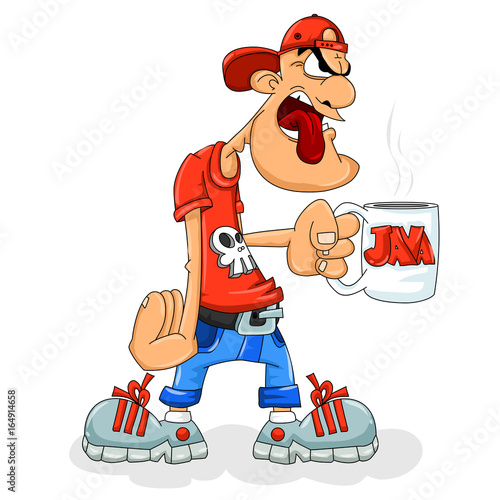 Tired Java Man Drinking Coffee
