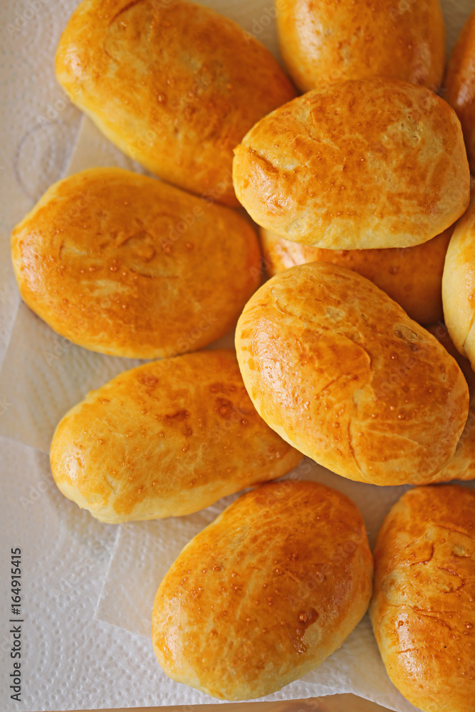 Baked ruddy patties in the oven On a white paper napkin Baked ruddy patties in the oven On a white paper napkin