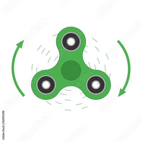 Green spinner icon. Toy fidget to relieve stress. Vector illustration
