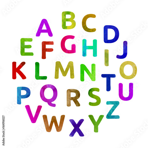 Watercolor alphabet. Color hand drawn letters.
