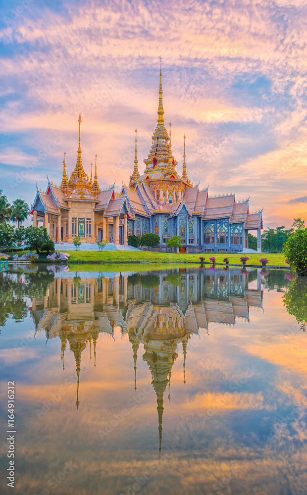 Wat Non Kum ,Public temple in Thailand, Shooting reflection , blurred ,A beautiful place ,amazing