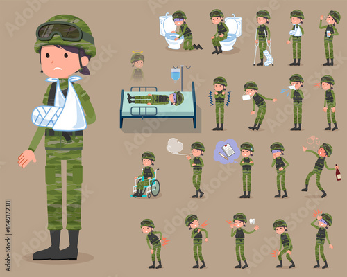 flat type military wear woman_sickness