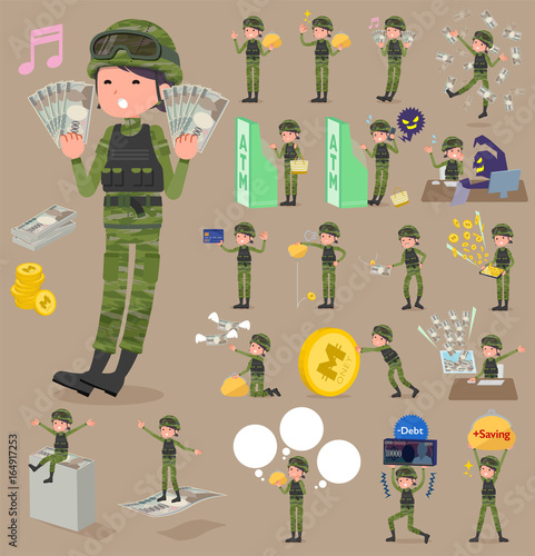flat type military wear woman_money