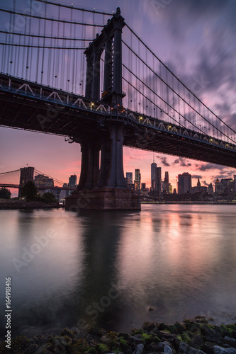 Manhattan bridge during sunset view from the rocks © Andriy Stefanyshyn