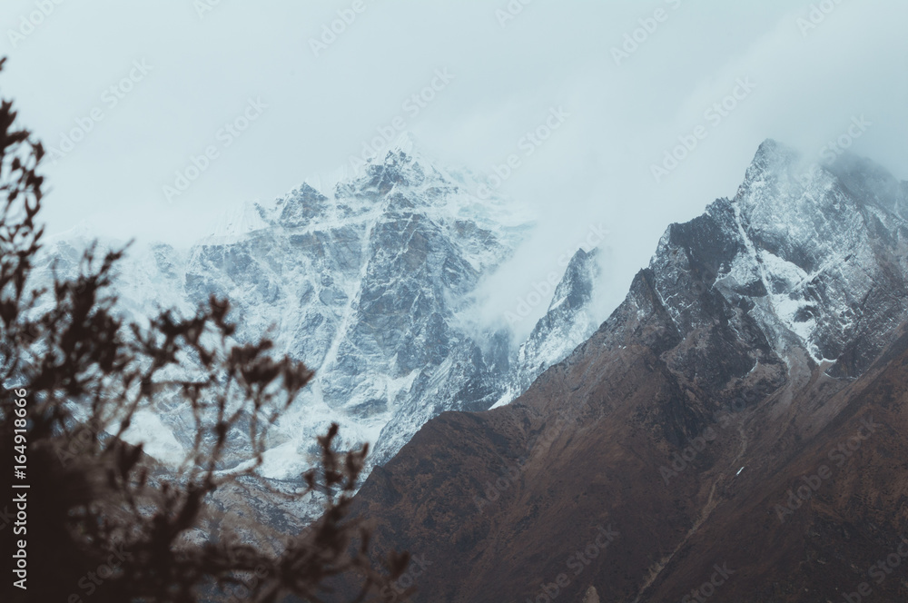Majestic frozen mountains of Himalayas