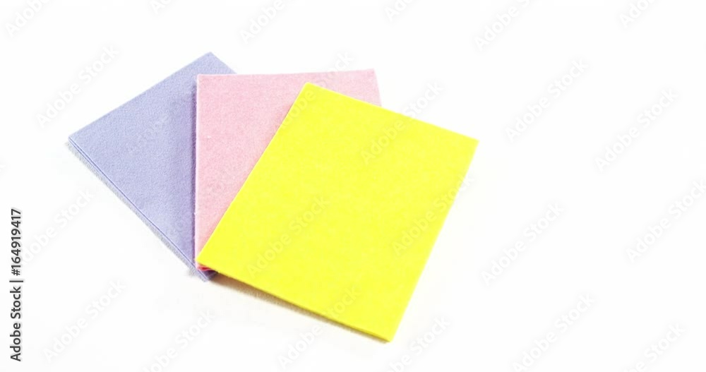 Close-up of multicolor cleaning sponge Close-up of multicolor cleaning sponge