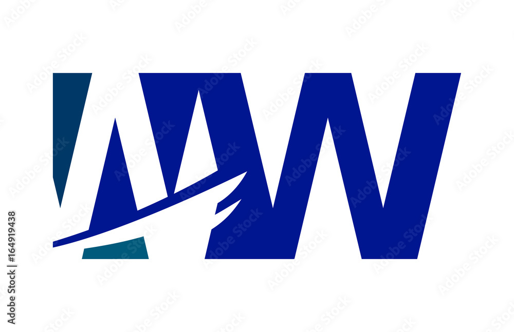 WW Negative Space Square Swoosh Letter Logo Stock Vector | Adobe Stock