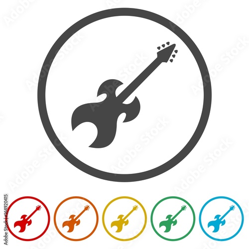 Vector guitar icons set - illustration 