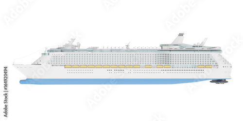 Beautiful huge cruise ship isolated on white background. 3D rendering