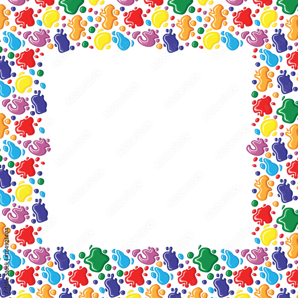 Color frame of paints drops and blots