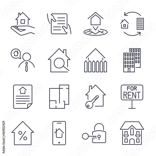 Real estate, building, house, construction, contract icon and sign concept vector set for infographics, website