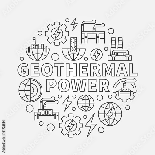 Geothermal power round illustration