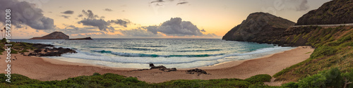 Makapu'u Beach Park Landscape panorama. This is a coastline seascape on Oahu, Hawaii, USA. photo