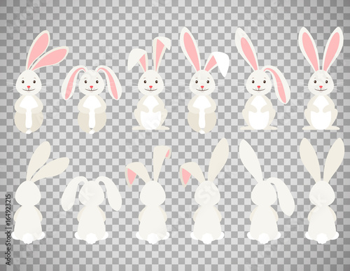 Easter cartoon bunny on transparent background
