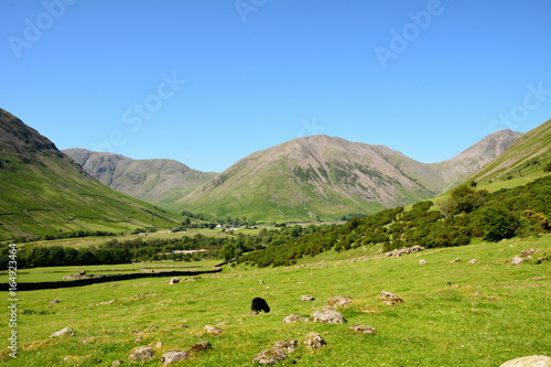 Glaramara seen from the Wasdale Head footpath up Scafell Pike in the Lake District Cumbria England