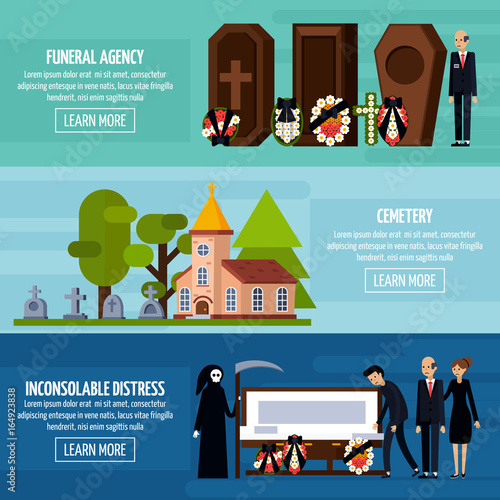 Funeral Services Flat Banner Set