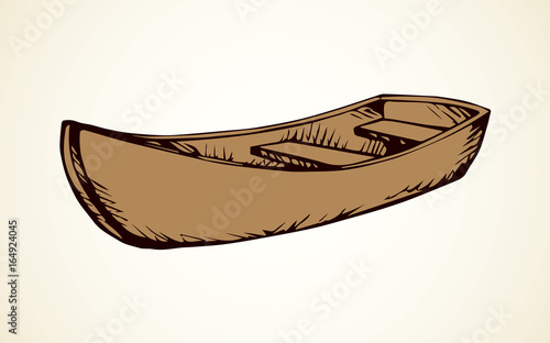 Wooden boat. Vector drawing © Marina