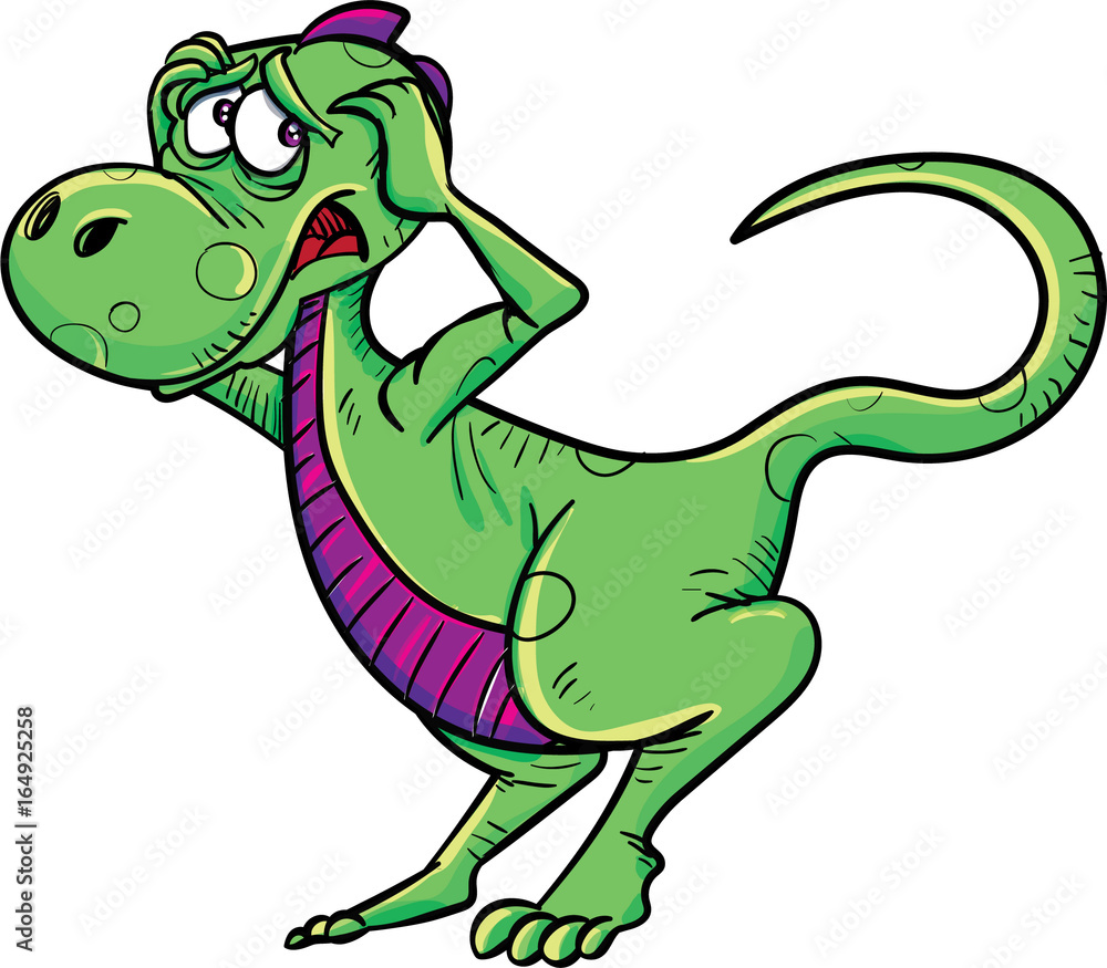 Cartoon dinosaur is scared Stock Illustration | Adobe Stock