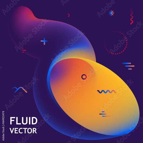 Vector fluid curve shape in motion. For trendy posters, banners, card templates.
