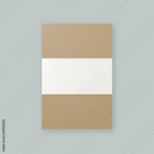 Brown kraft paper vector notebook mockup template with paperback cover and dust jacket wrapper with copyspace