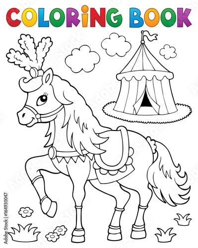 Coloring book horse near circus theme 2