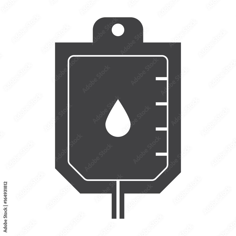 Blood transfusion concept with blood bag, vector silhouette Blood transfusion concept with blood bag, vector silhouette