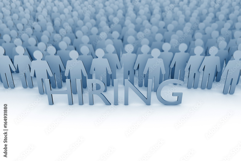 Hiring. Large group of stick figure people. 3D Rendering