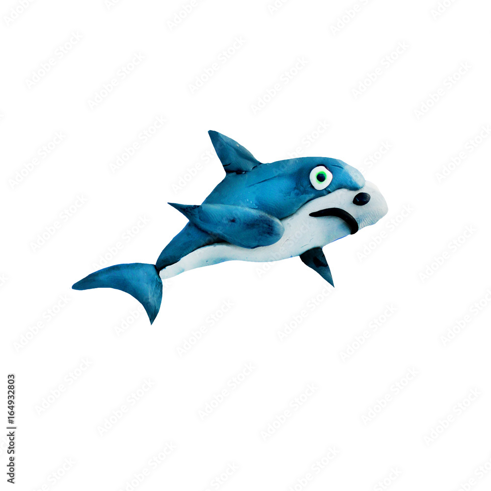 Fototapeta premium Plasticine shark sculpture isolated