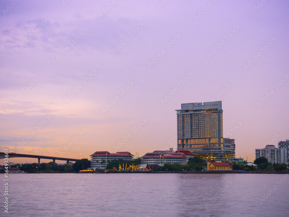 Fototapeta premium The Building beside choapraya river.