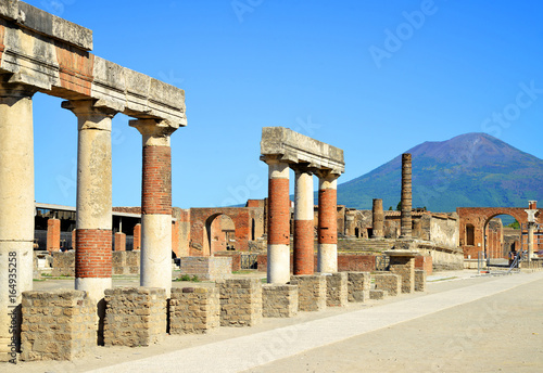 Ancient city of Pompeii  Italy. Roman town destroyed by Vesuvius volcano.
