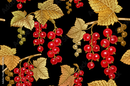 Seamless pattern with red currant.