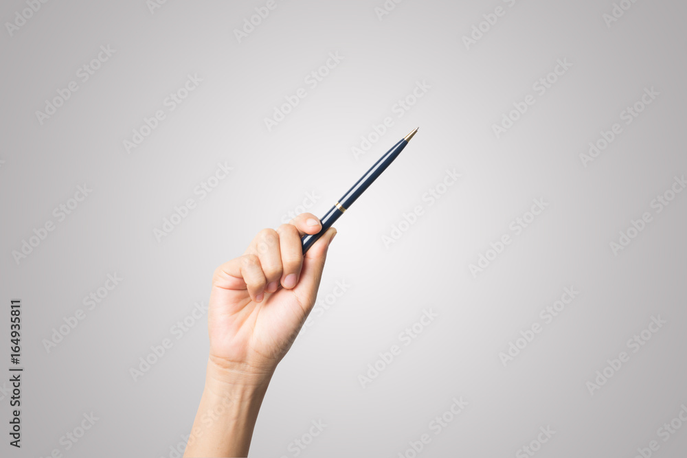 Woman hand with pens isolated on white background. Woman hand with pens isolated on white background.
