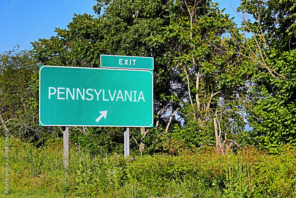 US Highway Exit Sign For Pennsylvania
