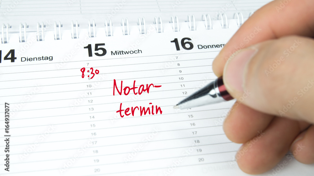 Notartermin / Termin im Terminkalender / Terminplaner Notartermin / Termin im Terminkalender / Terminplaner